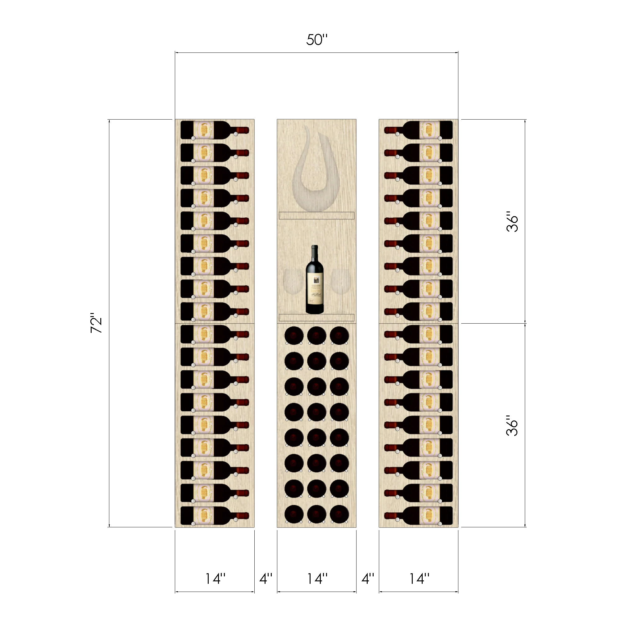 TheShowWineWallWhiteOak1D-Dimensioned-1.webp